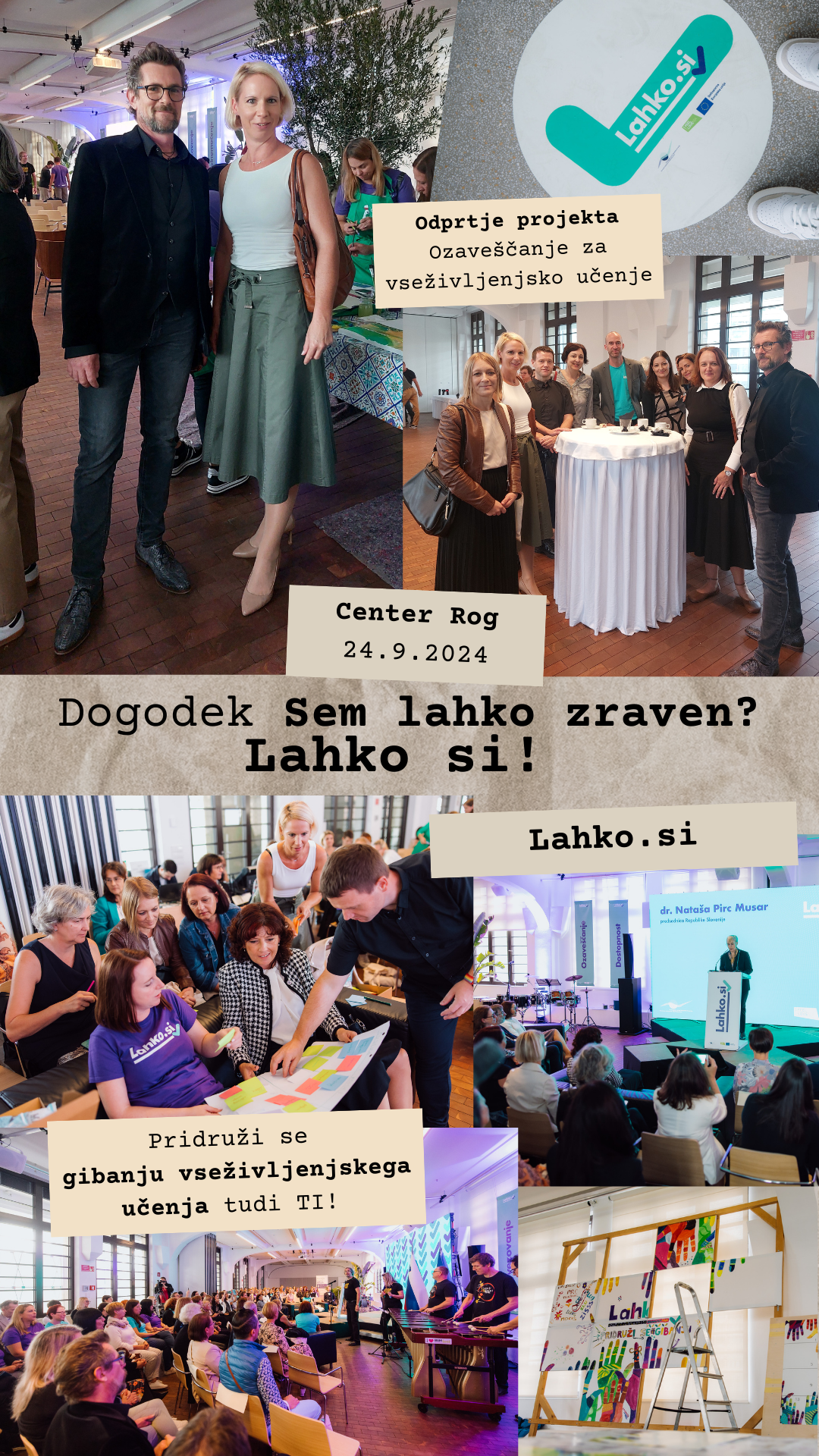 kolaž slik zaposleni iz zavoda CDI Univerzum na odtvoritvenem dogodku